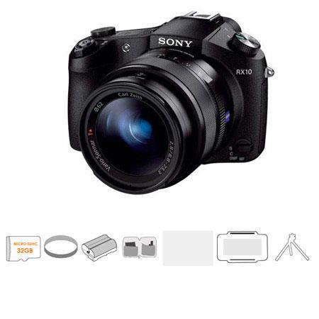 Sony Cyber-Shot DSC-RX10 Digital Camera, 20.2MP - Bundle With 32GB SDHC Class 10 UHS-1 Card, 62MM Digital Essentials Filter Kit, Spare Battery, Cleaning Kit, Memory Card Case, Table Top Tripod, SD Card Case