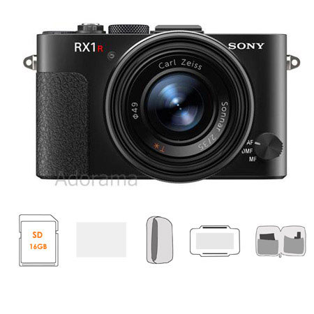 Sony Cyber-shot DSC-RX1R Full Frame Digital Camera, 24.3MP, Bundle With 16GB SDHC Class 10 UHS1 Card, Lowepro Compact Case, Cleaning Kit, SD Card Case, Screen Protector