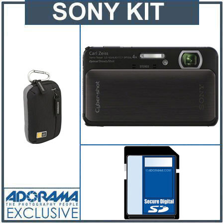 Sony DSC-TX20 Cyber-shot Digital Camera, Black - Bundle - with 16GB SD Memory Card,, Camera Case