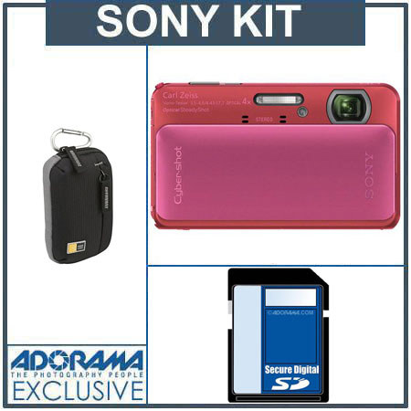 Sony DSC-TX20 Cyber-shot Digital Camera, Pink - Bundle - with 16GB SD Memory Card, Camera Case