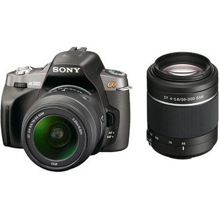 Sony (alpha) A380 14.2 Megapixel DSLR Camera with 18-55mm and 55-200mm SAM Kit Lenses, image