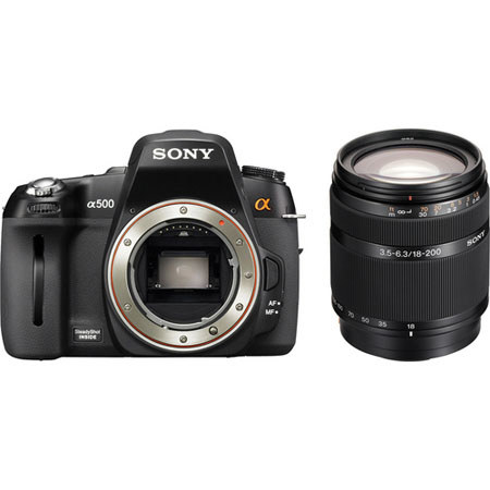 Sony A500 Digital SLR Camera, 12.3 Megapixel, 3.0 inch LCD Screen with 18-200mm for 3.5-6.3 AF Zoom Lens image