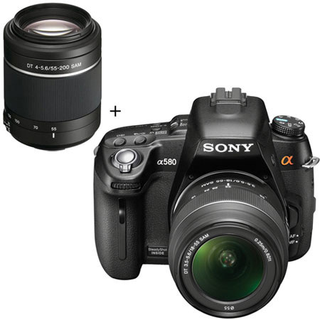 Sony Alpha DSLR-A580 Digital Camera with 18-55mm Lens, &amp; Sony DT 55 - 200mm f/4-5.6 Lens image