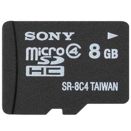 Sony 8GB microSDHC Memory Flash Card, 4 Bit Parallel Interface, with SD Slot Adapter
