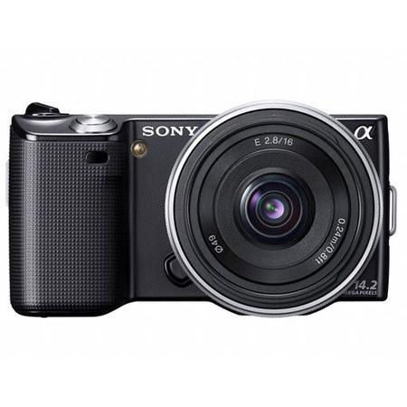 Sony (alpha) DSLR NEX-5 14.2 Megapixels Compact Interchangeable Lens Digital Camera with 16mm F2.8 E-mount Lens, Black image