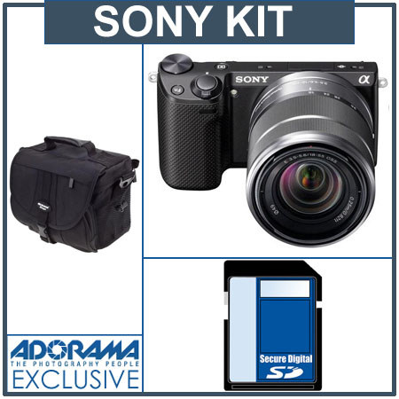 Sony Alpha NEX-5R Camera Kit with Sony 18-55mm F3.5-5.6 OSS Lens - Bundle - with16GB SDHC Memory Card, Camera Bag, Spare Battery, & VIP Membership FREE