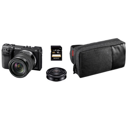 Sony Limited Edition Alpha NEX-7 Camera Bundle with 18-55mm f/3.5-5.6 Lens, 20mm f/2.8 Lens, Carrying Case, and 16GB Class 10 SDHC Memory Card
