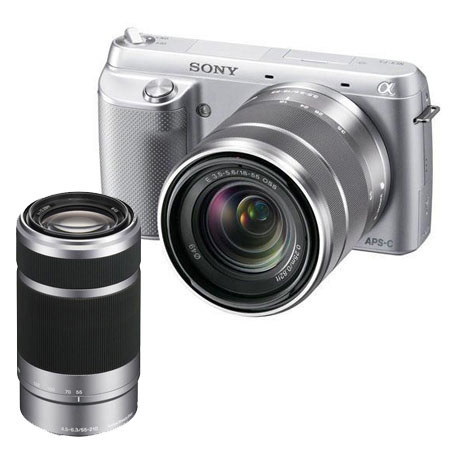 Sony Alpha NEX-F3 Digital Camera & 18-55mm Lens - Silver, Bundle - with Sony 55-210mm f/4.5-6.3 OSS E-mount NEX Series Camera Lens
