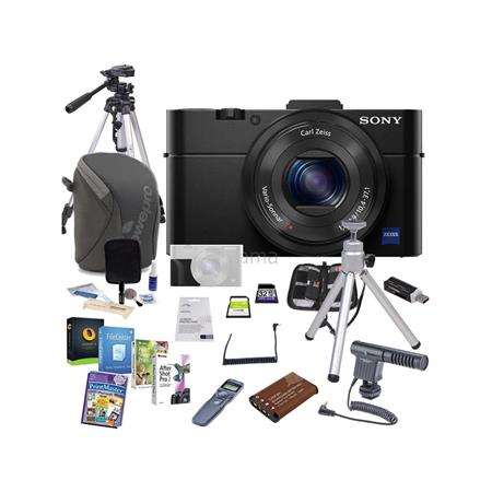 Sony Cyber-Shot DSC-RX100 II Digital Camera - BUNDLE - with 32GB SDHC Card, Camera Case, Table Top Tripod, Spare Li-Ion Battery, Lens Cleaning Kit, USB 2.0 Multi Card Reader, 3