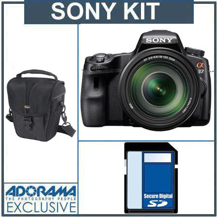 Sony Alpha DSLR SLT A37 Digital Camera Body With DT 18-135mm Zoom Lens - Bundle - with 16GB SD Memory Card, Camera Case