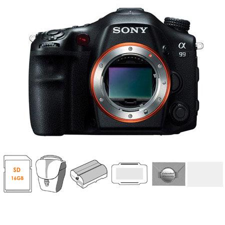 Sony SLT-A99V Digital SLR Camera Body - Bundle - with 16GB SDHC Card, Camera Bag, Spare Battery, Screen Protector/Cleaning Kit, New Leaf 3 Year Extended Warranty, Memory Wallet