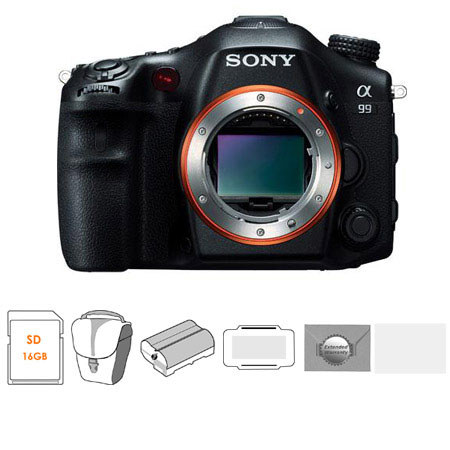 Sony SLT-A99V Digital SLR Camera Body - Bundle - with 16GB SDHC Card, Camera Bag, Spare Battery, Screen Protector/Cleaning Kit, New Leaf 3 Year Extended Warranty, Memory Wallet