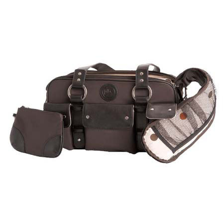 Jill.e Weatherproof Small Brown Nylon Camera Bag with Black Leather Trim Exterior, Velcro Divider Interior image