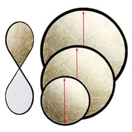 JTL 36" Round Foldable Portable Light Reflector, Gold &amp; White image