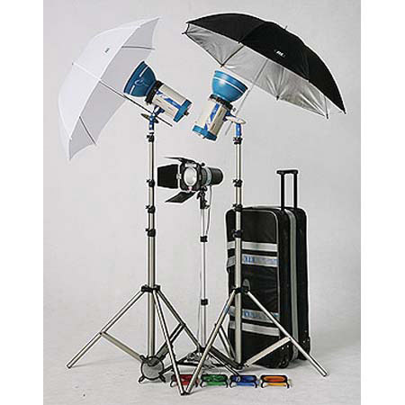 JTL TL-660 Economy Monolight Kit, with 2 Versalight E-250, 1 Versalight J-160 Strobe with Stands, Umbrellas &amp; Accessories image