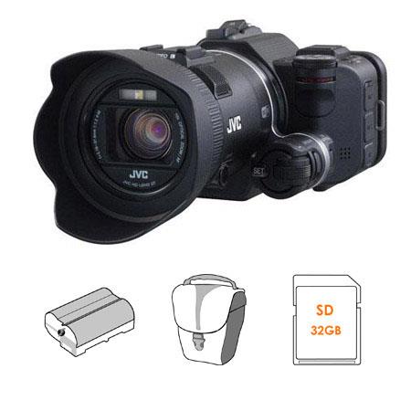 JVC GC-PX100 Full HD Everio Camcorder - BUNDLE - with Lowepro Edit 110 Bag, 32GB Class 10 SDHC Card, and BNVF-815 Spare Lithium Battery