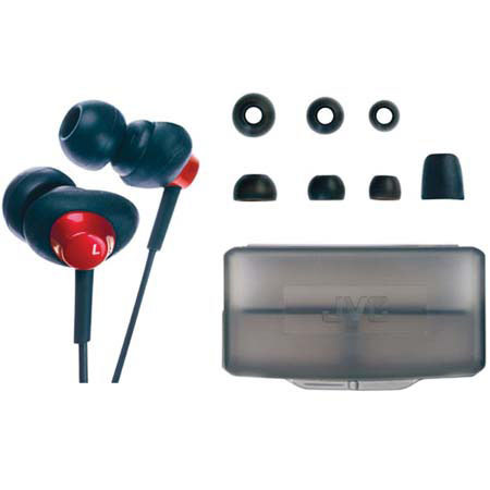 JVC In Ear Air Cushion Headphone Set with 4' Cord &amp; 4 Ear Pieces, Color: Red image