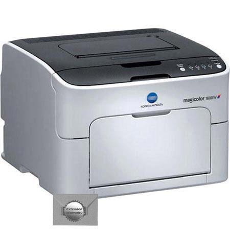 Konica-Minolta 1600W Magicolor Color Laser Printer - Bundle with Black Toner and Konica Minolta 2 year Additional Warranty