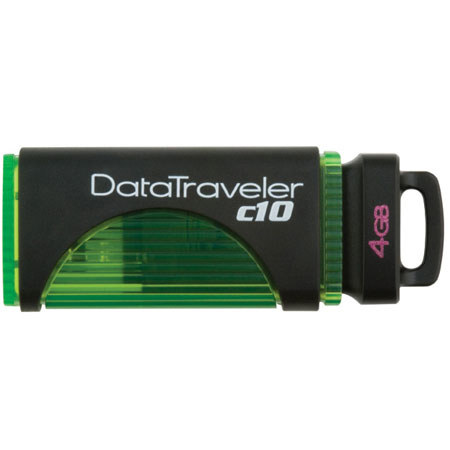 Kingston Technology Data Traveler c10, 4 GB Flash Drive with Full Size Cap Design, USB 2.0 - Color: Green image