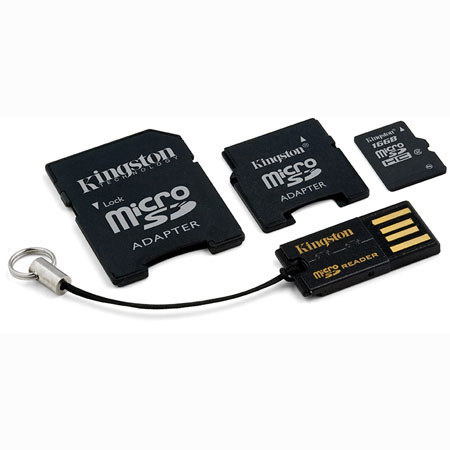 Kingston Technology Mobility Kit with 16 GB microSDHC Memory Card &amp; 2 Adapters for SD and miniSD Cards image