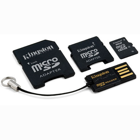 Kingston Technology Mobility Kit with 8 GB microSDHC Memory Card &amp; 2 Adapters for SD and miniSD card image
