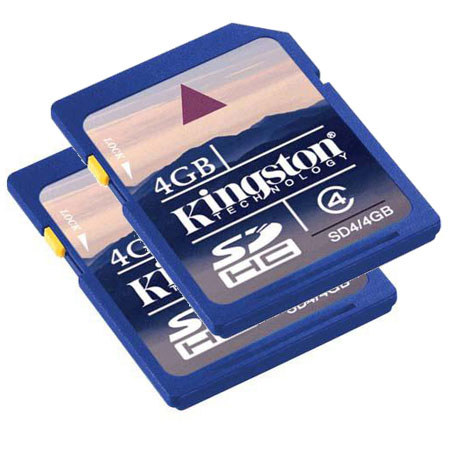Kingston Technology Two Pack (2) of 4GB Class 4 Secure Digital High Capacity (SDHC) Memory Card.