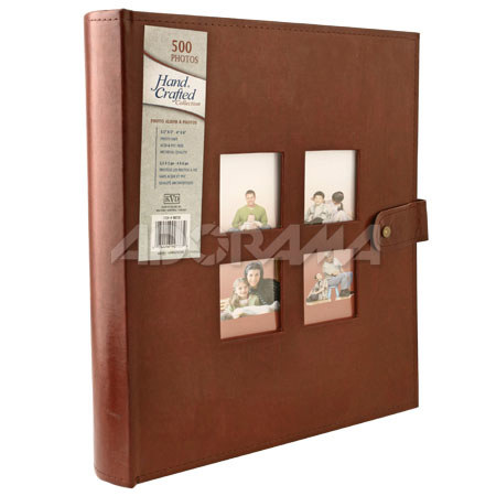 Kleer-Vu Photo / Memo Album, Heavy Bonded Leather Collection, Brown, Holds 500 4&quot; x 6&quot; Photos, 5 Per Page. image