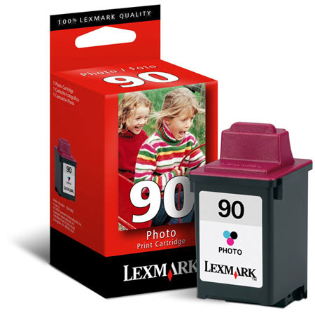 Lexmark Color Print Inkjet Cartridge #90, Black, Light Magenta & Light Cyan - Approximate Yield: 450 Pages