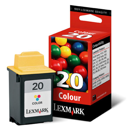 Lexmark Color Print Inkjet Cartridge #20, Yellow, Cyan & Magenta - Approximate Yield: 275 Pages