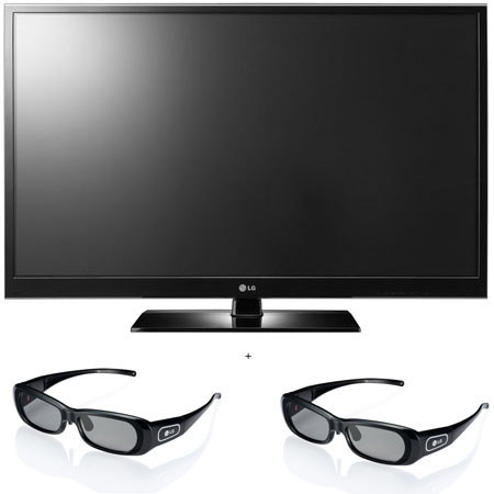 LG 60PZ550 60 inch Class 3D Plasma HDTV, 1920 x 1080 Resolution - Bundle - with - Two LG AG-S250 3D Glasses image
