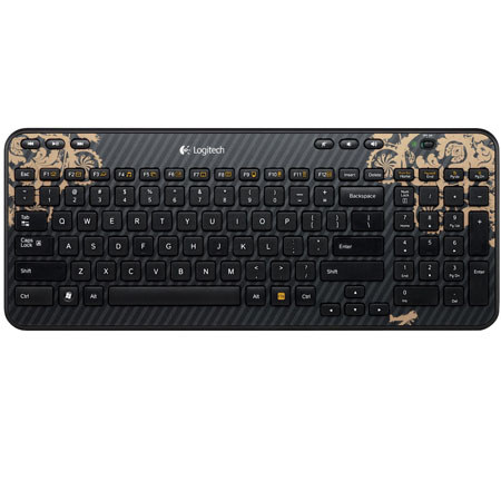 Logitech K360 Wireless RF Victorian Wallpaper USB Keyboard, 6 Hot Keys, 12 Programmable F-Keys, Black