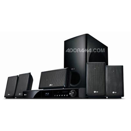 LG LHB335 Network Blu-ray Home Theatre System, 5.1ch, 1000W, 1 Disc BD HTS, 5 Satellite Square Speaker, Netflix HD, iPod Direct Docking, Pandora Ready image