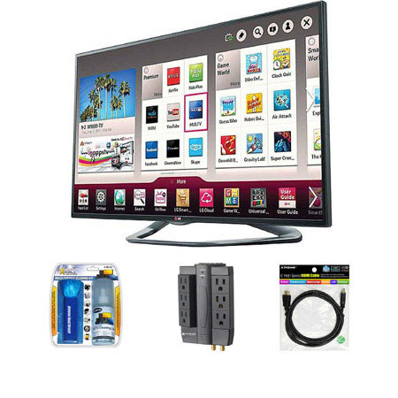 Cyber Monday LG 60LA6200 60' 1080p, 3D, Smart, 120Hz, Dual Core, Direct LED TV - Bundle - with Sanus Systems ELM202 6-Outlet Surge Protector, Xtreme Cables HDMI 1.4 Aud