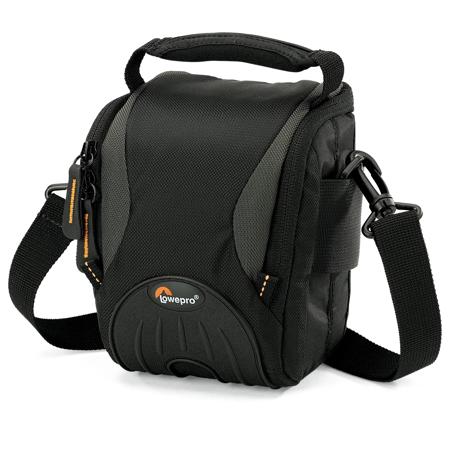 Lowepro Apex 100 All Weather Shoulder Bag for Compact Digital Cameras or Digital SLRs, Single Compartment Design, Black / Gray