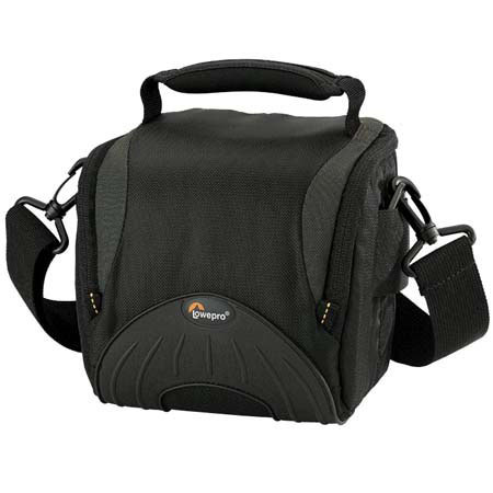 Lowepro Apex 110 All Weather Shoulder Bag for Compact Digital Cameras or Digital SLRs, Single Compartment Design, Black / Gray