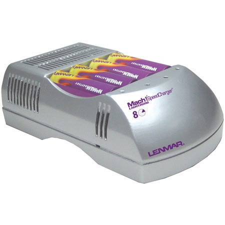 Lenmar Mach 1 Pro Lightning 8/15 Minute Speed Charger for up to 4 NiMH AA Batteries, with 2 AA 2000mAh Batteries &amp; DC Car Cord, 100-240 AC Worldwide. image