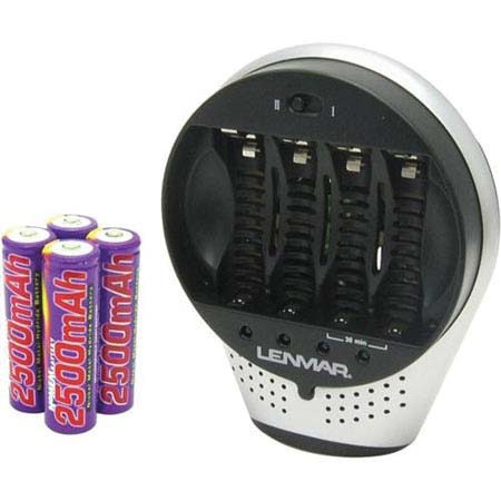 Lenmar Pro-30 30 Minuite AC/DC 110/240 Charger for AA / AAA NIMH Batteries, with 4 2500Mah NIMH Batteries, with DC Adaptor image