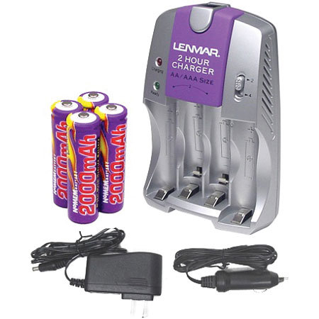 Lenmar 2-Hour Speed AC/DC Charger for AA / AAA NIMH Batteries, with 4 AA 2000mAh image