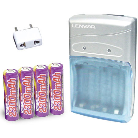Lenmar 2 Hour Rapid Speed AA/AAA Charger with 4 AA 2300mAh Nickel-Metal Hydride Rechargeable Batteries. image