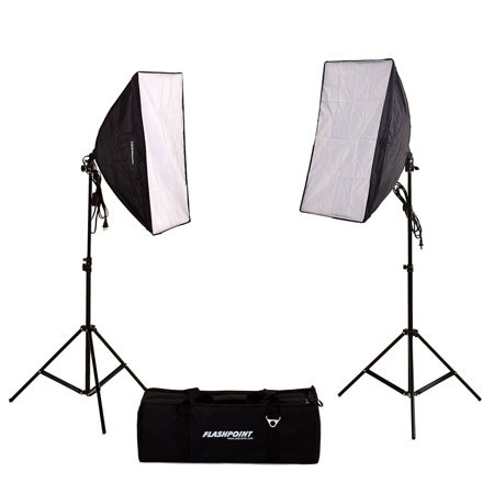 Adorama Two Light Softbox kit with Fluorescent Bulbs, Stands and Carrying Case image