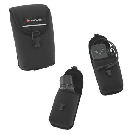 Lightware Medium Padded Belt Pouch for Exposure Meters or Accessories, Buckle Closure & Belt Loops, Black