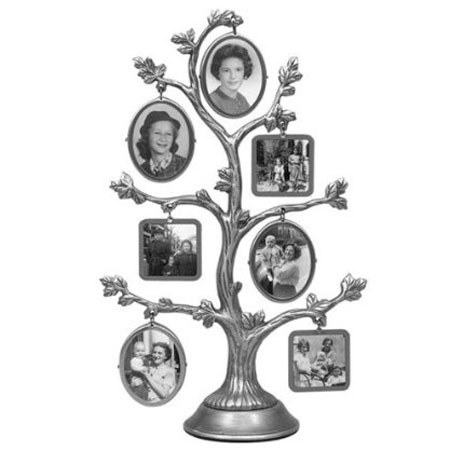 Malden International Family Tree, Fashion Pewter Metal Tree, 2-Sided with 14-Small Frames