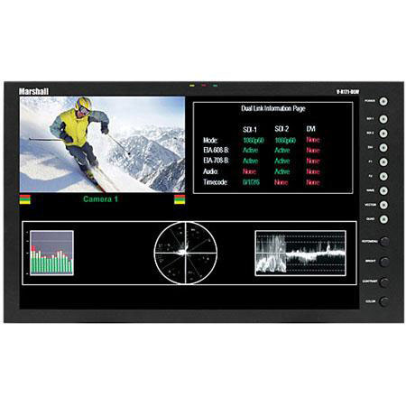 Marshall V-R171-DLW 17" High Definition Full Resolution In-Monitor Display LCD Rack Monitor with Dual Link/Waveform