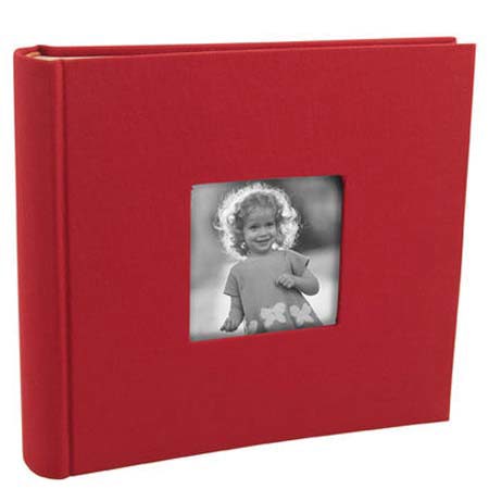 Malden International Rugby Woven Fabric Series, Bound Photo Album, Holds 200 4" x 6" Photos, 2 per Page, Color: Red image