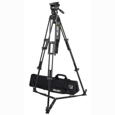 Miller Compass 20 Fluid Head System 1840 with 2 Stage 75mm Alloy Tripod & Ground Spreader - Supports 55 lbs., Max. Height 61.4"