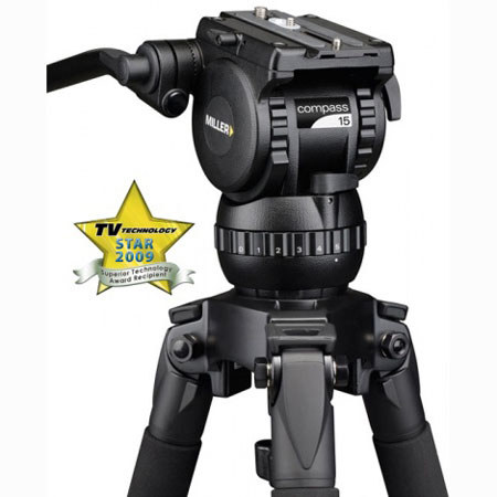 Miller System Compass 15 Fluid Head with Quick Release Mini Euro Plate, Supports Up to 19.8 lbs