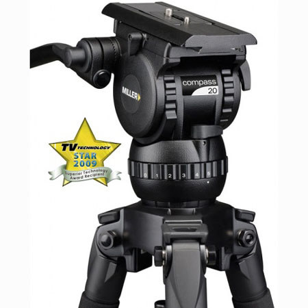 Miller System Compass 20 Fluid Head with Quick Release Mini Euro Plate, Supports Up to 26.5 lbs