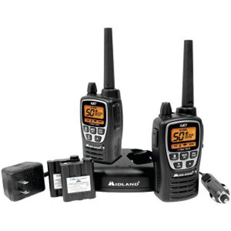 Midland Radio Water Resistant 2-Way 50-Channel GMRS Radio (Pair) with 284 Privacy Codes, SOS Siren, Whisper Mode, NOAA Weather Alert, Black
