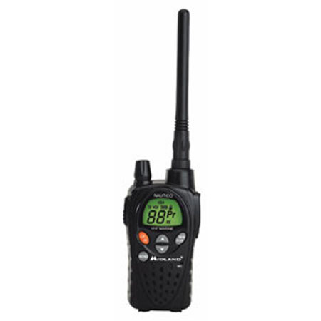 Midland NT3VP Nautico 3VP WP Hand Held VHF Marine Radio with Removable Antenna, Weather Alert, Battery, Single Desk Charger, AC/DC Adapter, Headset image