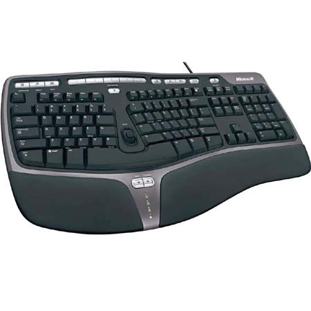 Microsoft Natural Ergo Keyboard 4000 with PS/2 &amp; USB Interface, Black &amp; Silver image